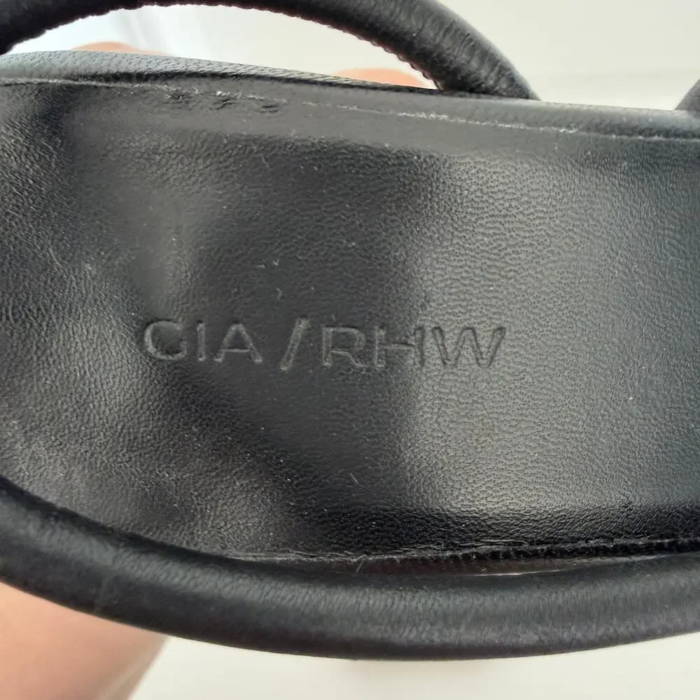 Gia Borghini (US 6 / EU 36) GIA/RHW Rosie 2 Leather Strappy Wood Heel Sandals